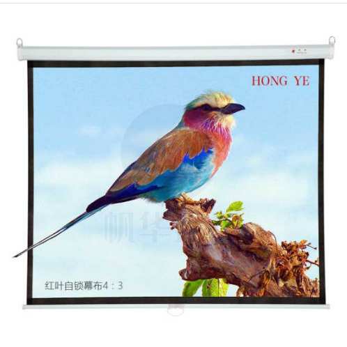 红叶（HONGYE）手动自锁幕100寸4:3高清手动幕玻珠幕白塑幕商用家用 2.03*1.54
