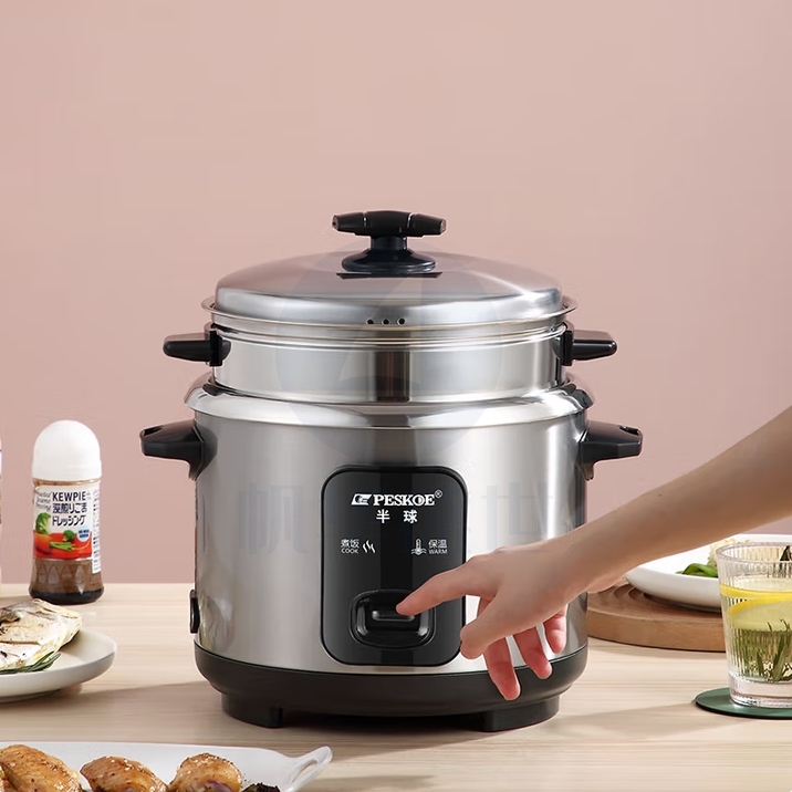 半球  304不锈钢电饭锅 老式家用电饭煲  机械款 6L  货号：LJ