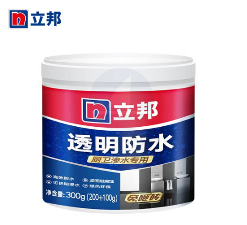 立邦透明防水胶免砸砖防水涂料卫生间窗台防水补漏材料透明堵漏胶300g