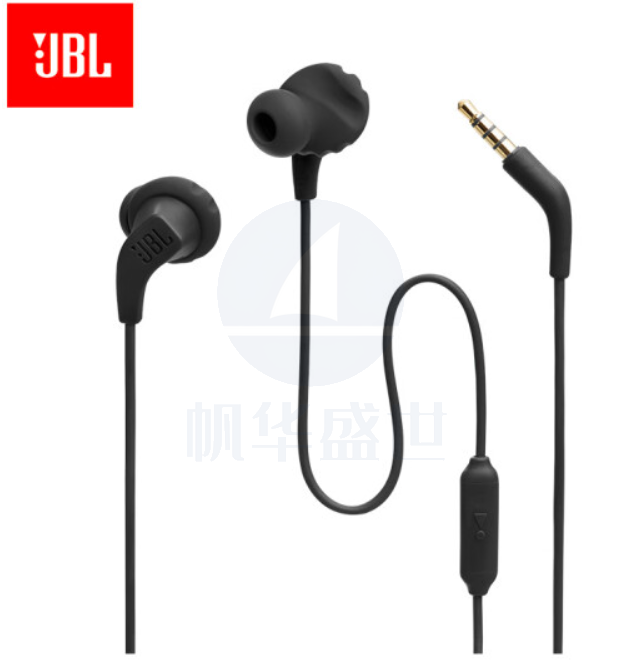 JBL Run2黑色 入耳式运动耳机 防水防汗 苹果华为小米游戏音乐通用耳机耳麦