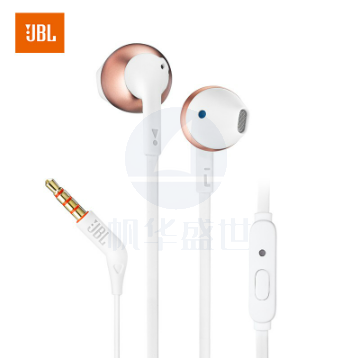 JBL T205 半入耳式耳机 TUNE205手机耳机 有线运动耳机 带麦克风 苹果安卓系统通用 玫瑰金