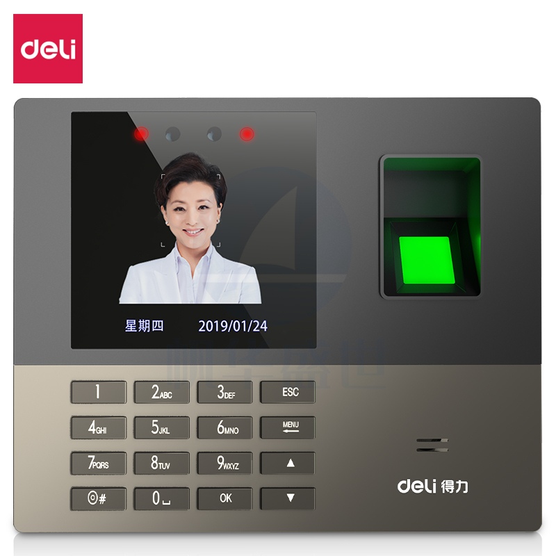 得力13888S指纹人脸考勤机(银灰色)(台)