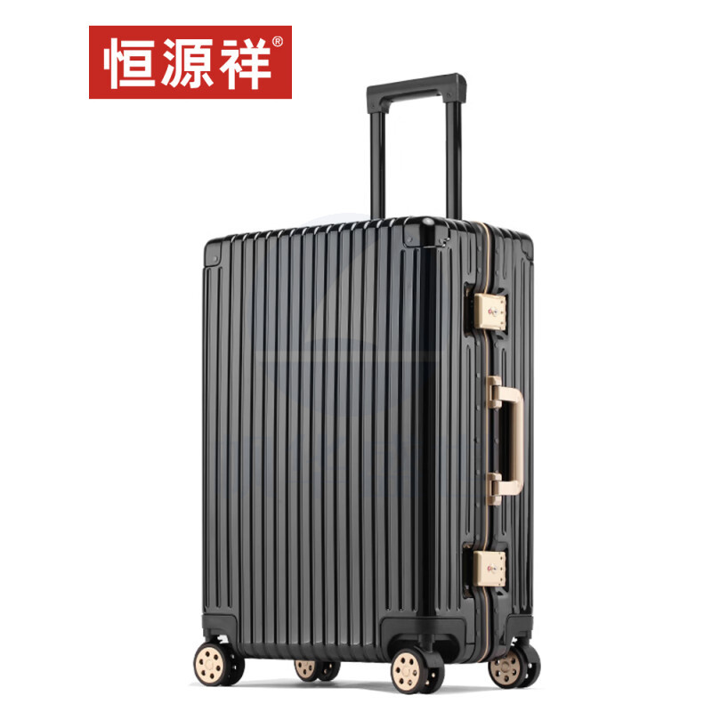 恒源祥 HYX171XB 行李箱商务拉杆万向轮铝框复古款男女密码皮箱 26英寸