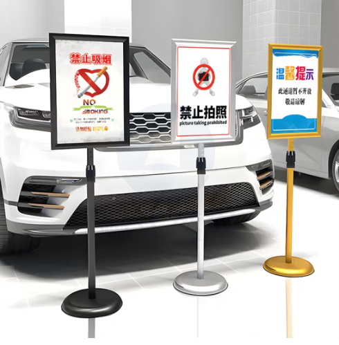 指示牌立牌展示牌不锈钢广告引导牌 直角 A3银色【1套装 配加重注水块】