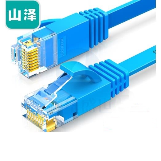 山泽(SAMZHE)SZ-615BE 六类网线 扁线 CAT6类千兆扁平非屏蔽网络连接线蓝色15米