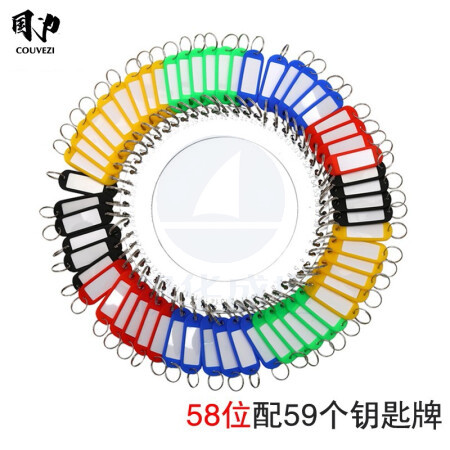 国为(COUVEZI) 加厚不锈钢钥匙盘钥匙圈环钥匙板可标记钥匙牌标签分类钥匙扣不锈钢收纳管理钥匙串 58位-含59个标记牌